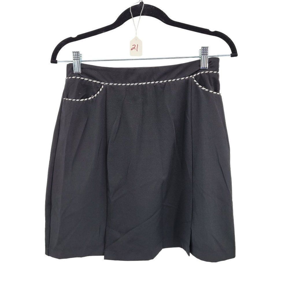 Catherine Wingate Skirt Golf A-line Mini Stretch Black‎ Pockets 4 Flawed